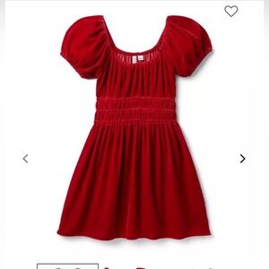 Janie & Jack Tween Holiday Red Velvet Puff Sleeve Dress Size 12